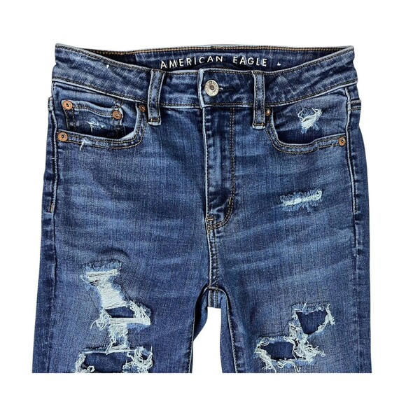 AMERICAN EAGLE Super Hi-Rise Jegging Women's 0 AEO Distressed Patched Jeans - Picture 4 of 14